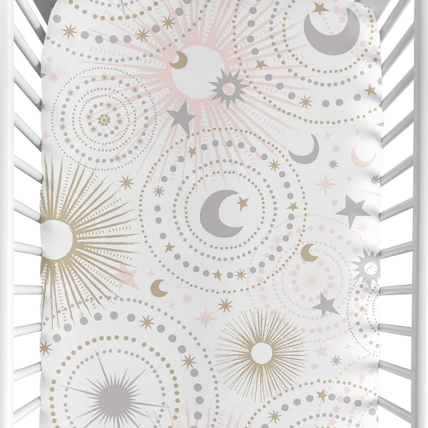 Celestial Pink and Gold Collection Crib Sheet