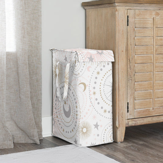 Celestial Pink and Gold Collection Laundry Hamper with Handles