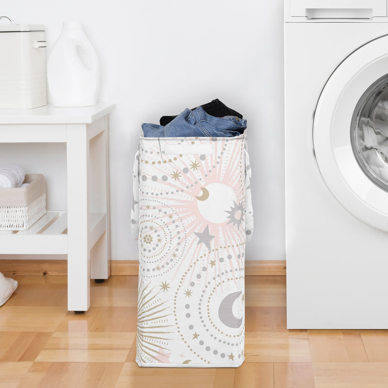 Celestial Pink and Gold Collection Laundry Hamper with Handles