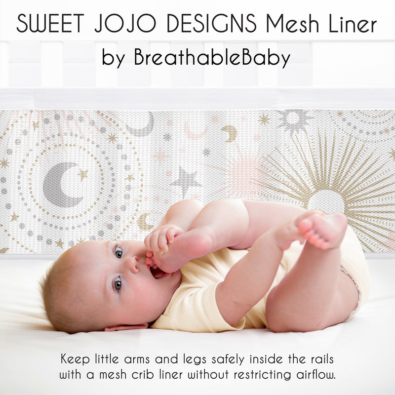 Celestial Pink and Gold Collection Sweet Jojo Designs + BreathableBaby Breathable Mesh Crib Liner