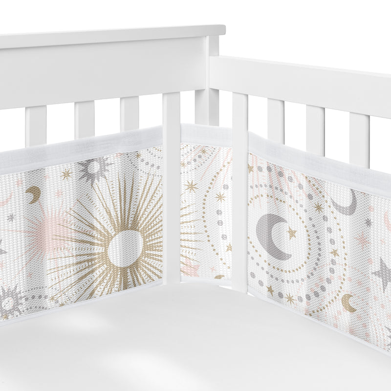 Celestial Pink and Gold Collection Sweet Jojo Designs 6 Piece Crib Bedding + BreathableBaby Breathable Mesh Liner