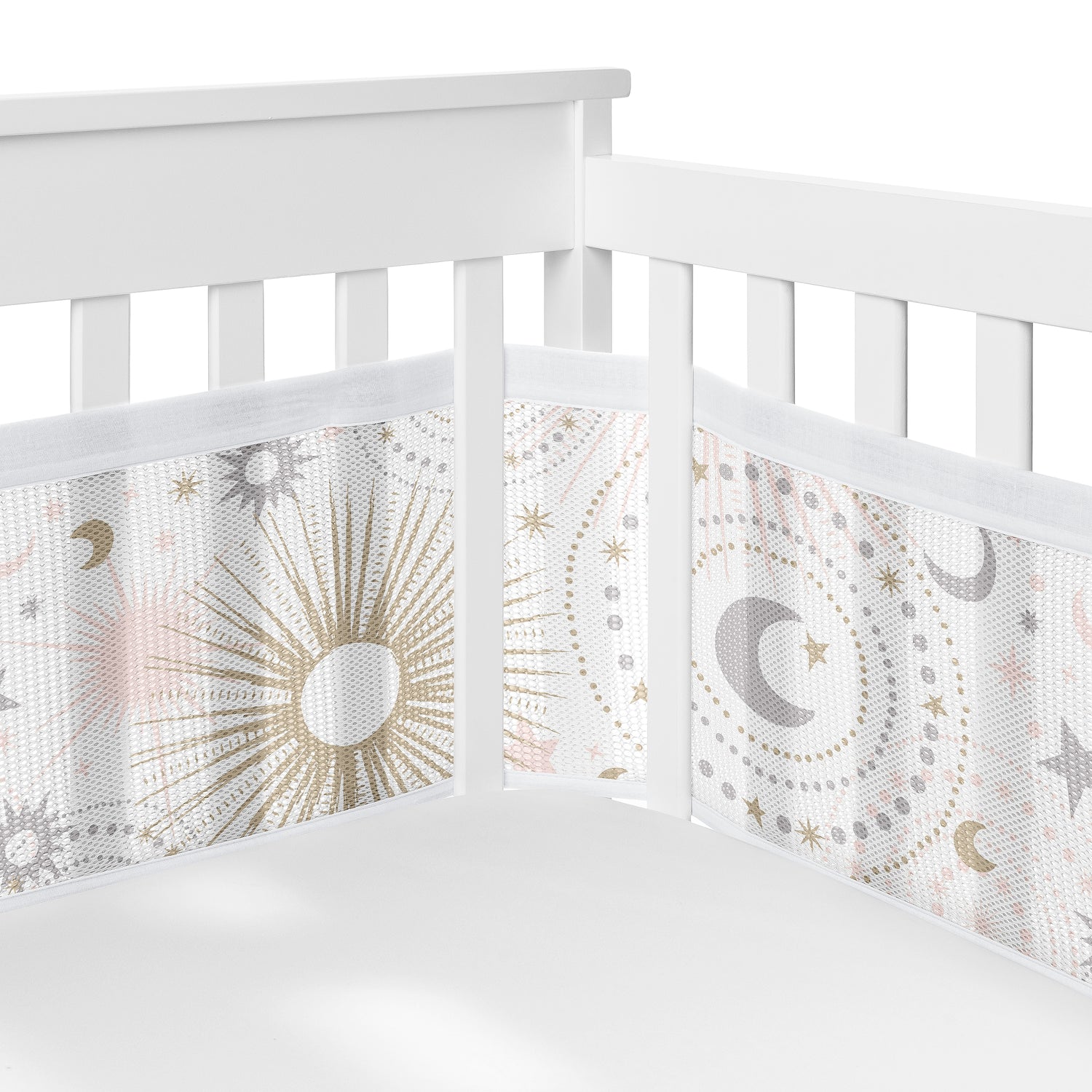 Celestial Pink and Gold Collection Sweet Jojo Designs + BreathableBaby Breathable Mesh Crib Liner