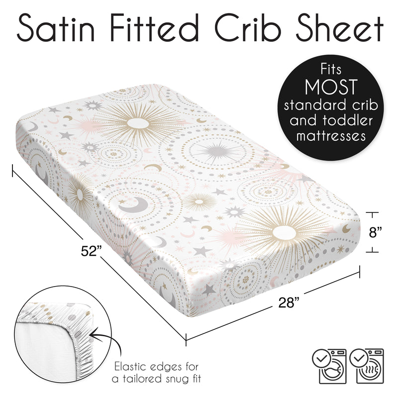 Celestial Pink and Gold Collection Satin Fitted Crib Sheet