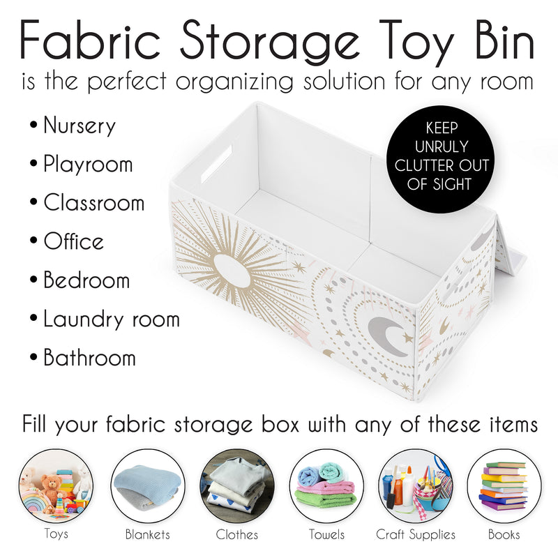 Celestial Pink and Gold Collection Fabric Toy Bin Storage