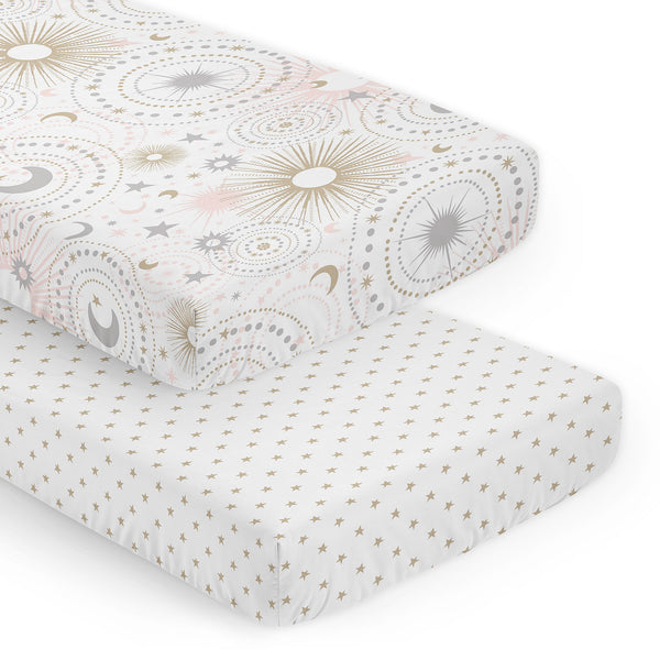 Celestial Pink and Gold Collection 2 Pack Crib Sheets