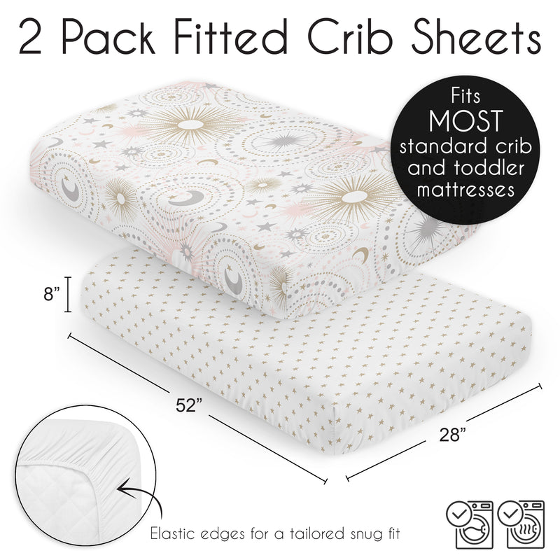 Celestial Pink and Gold Collection 2 Pack Crib Sheets