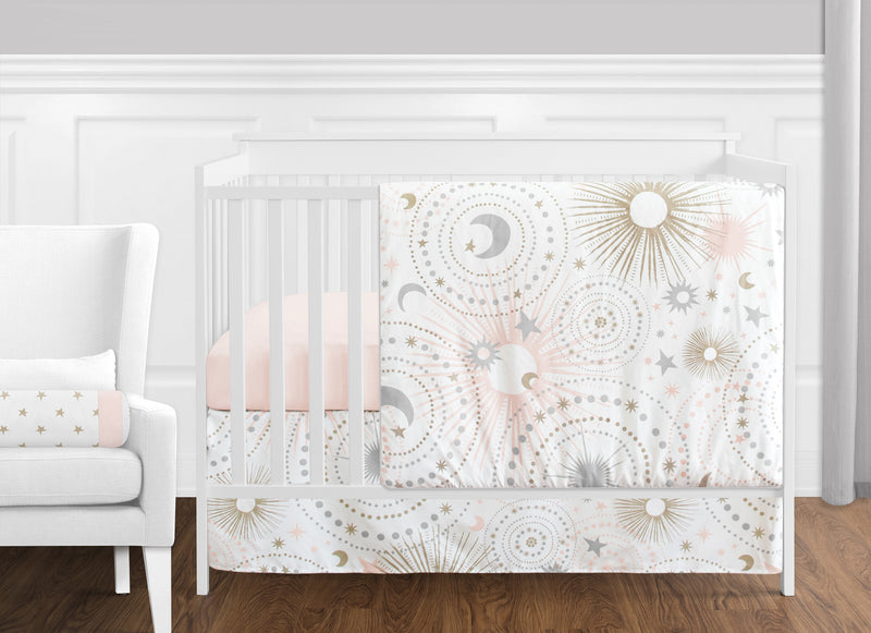 Celestial Pink and Gold 11 Piece Bumperless Crib Bedding Collection