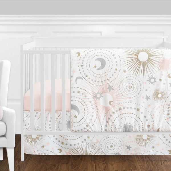 Celestial Pink and Gold 11 Piece Bumperless Crib Bedding Collection