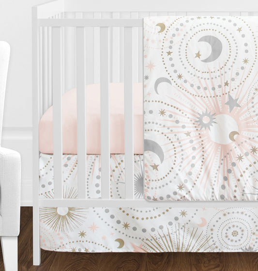 Celestial Pink and Gold 11 Piece Bumperless Crib Bedding Collection
