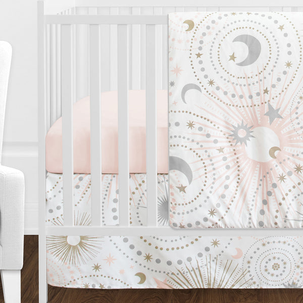 Celestial Pink and Gold 11 Piece Bumperless Crib Bedding Collection alternate view