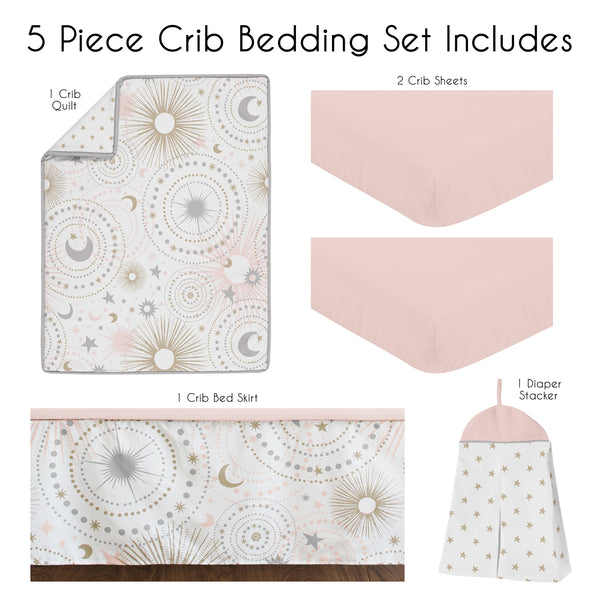 Celestial Pink And Gold Collection 5 Piece Crib Bedding alternate view