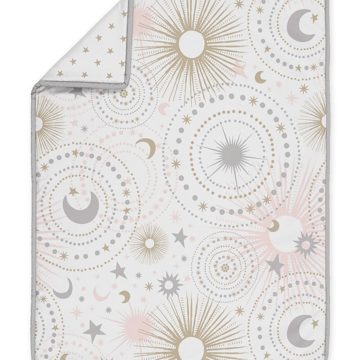 Celestial Pink and Gold Collection 3 Piece Mini Crib Bedding Set