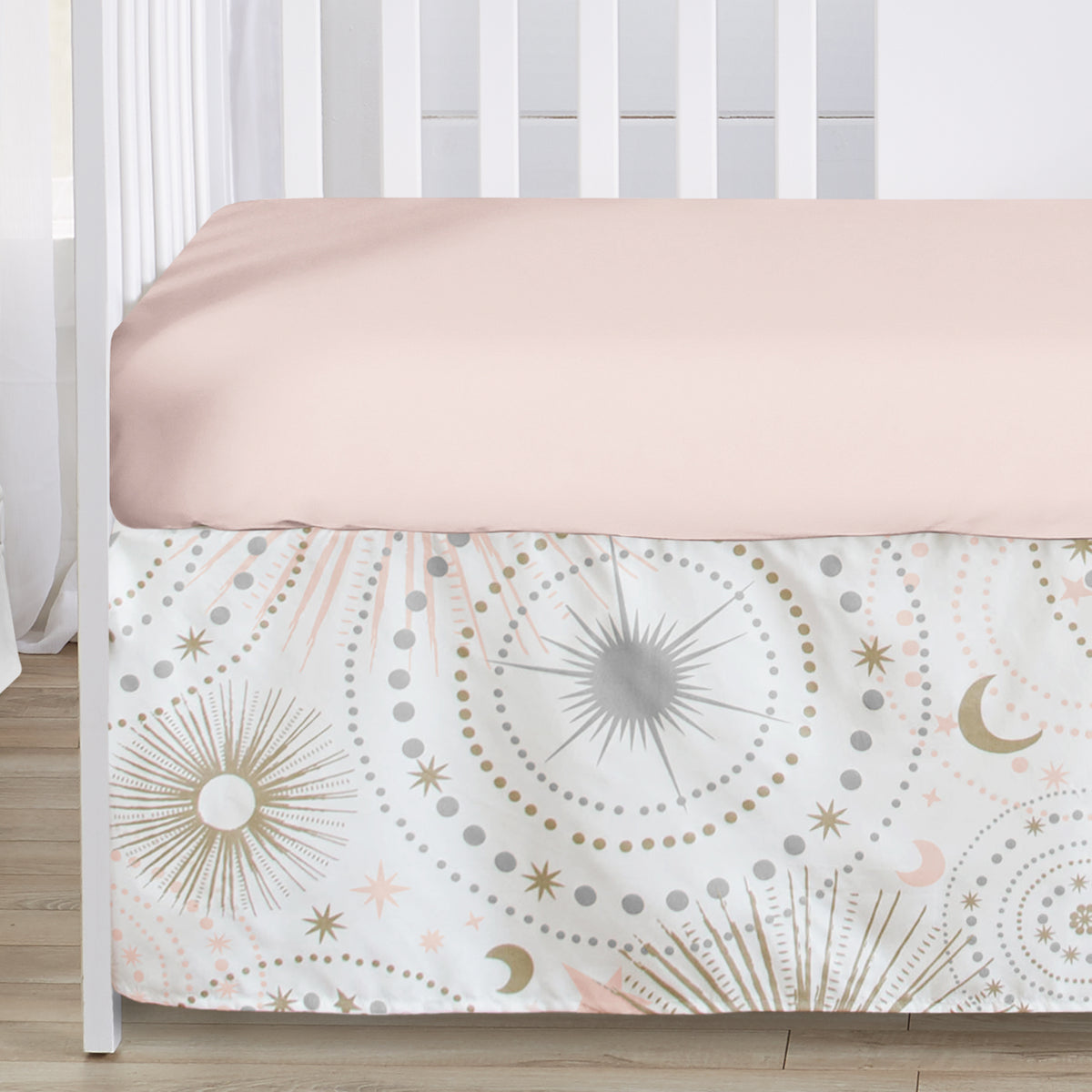 Celestial Pink and Gold Collection Sweet Jojo Designs 6 Piece Crib Bedding + BreathableBaby Breathable Mesh Liner