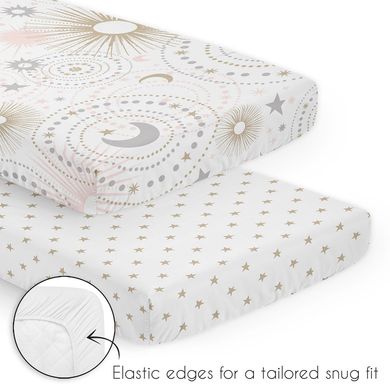 Celestial Pink and Gold Collection 3 Piece Mini Crib Bedding Set