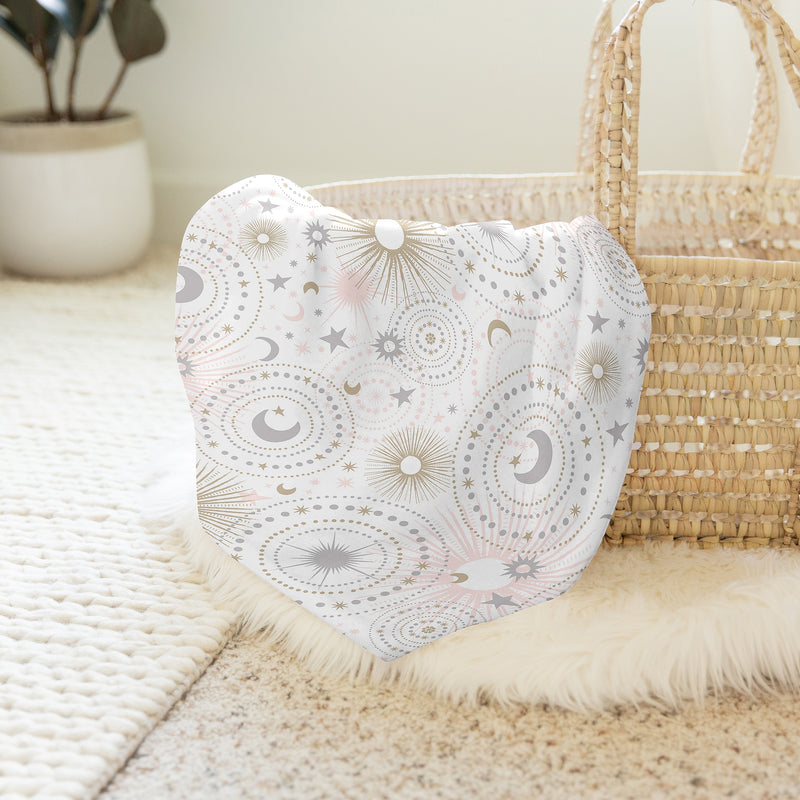 Celestial Pink And Gold Collection Baby Swaddle Blanket