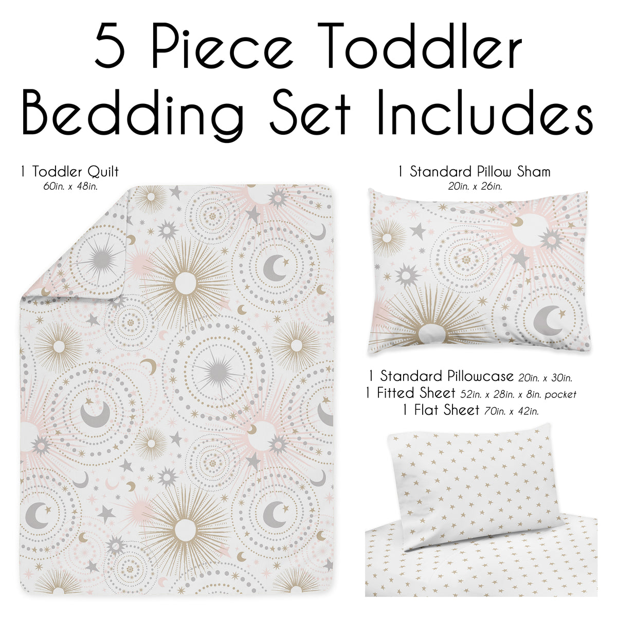 Celestial Pink and Gold Toddler Bedding Collection