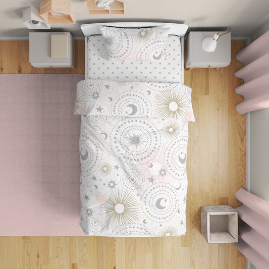 Celestial Pink and Gold Toddler Bedding Collection