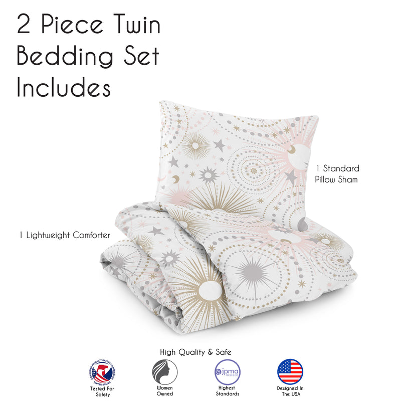 Celestial Pink and Gold Twin Bedding Collection