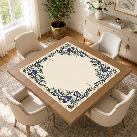 Celestial Pearl Collection - Owl Print Mahjong Mat for Table - Shipped Rolled