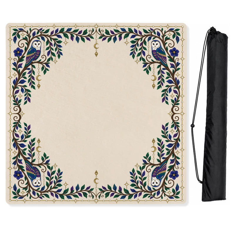 Celestial Pearl Collection - Owl Print Mahjong Mat for Table - Shipped Rolled