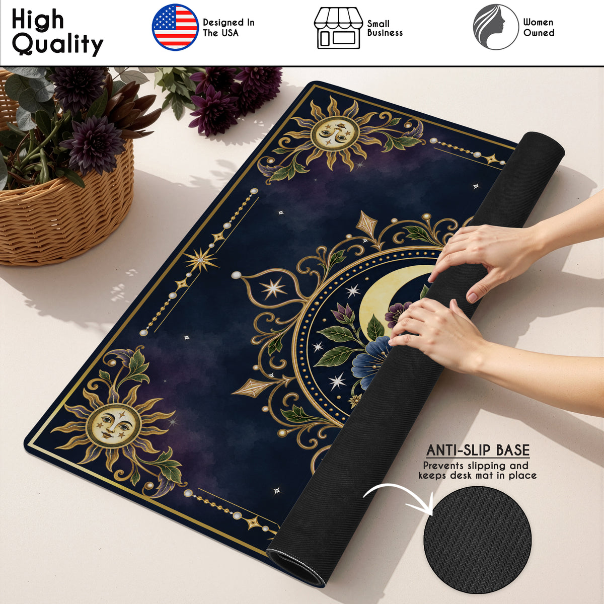 Celestial Pearl Collection Mahjong Mat for Table - Shipped Rolled
