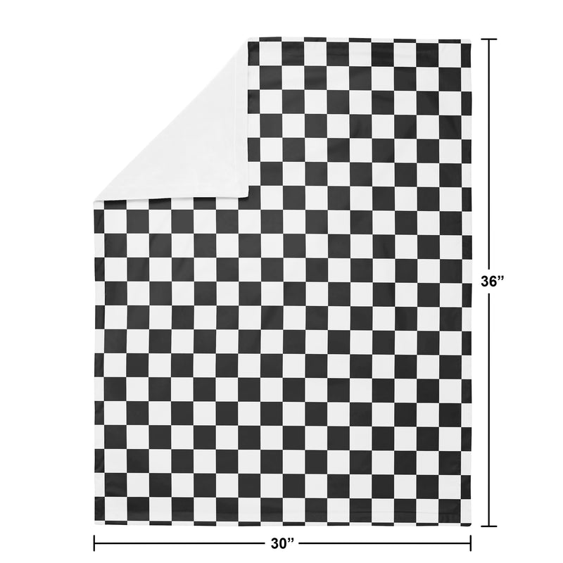 Gingham Checkered Plaid Collection Baby Blanket - Black and White