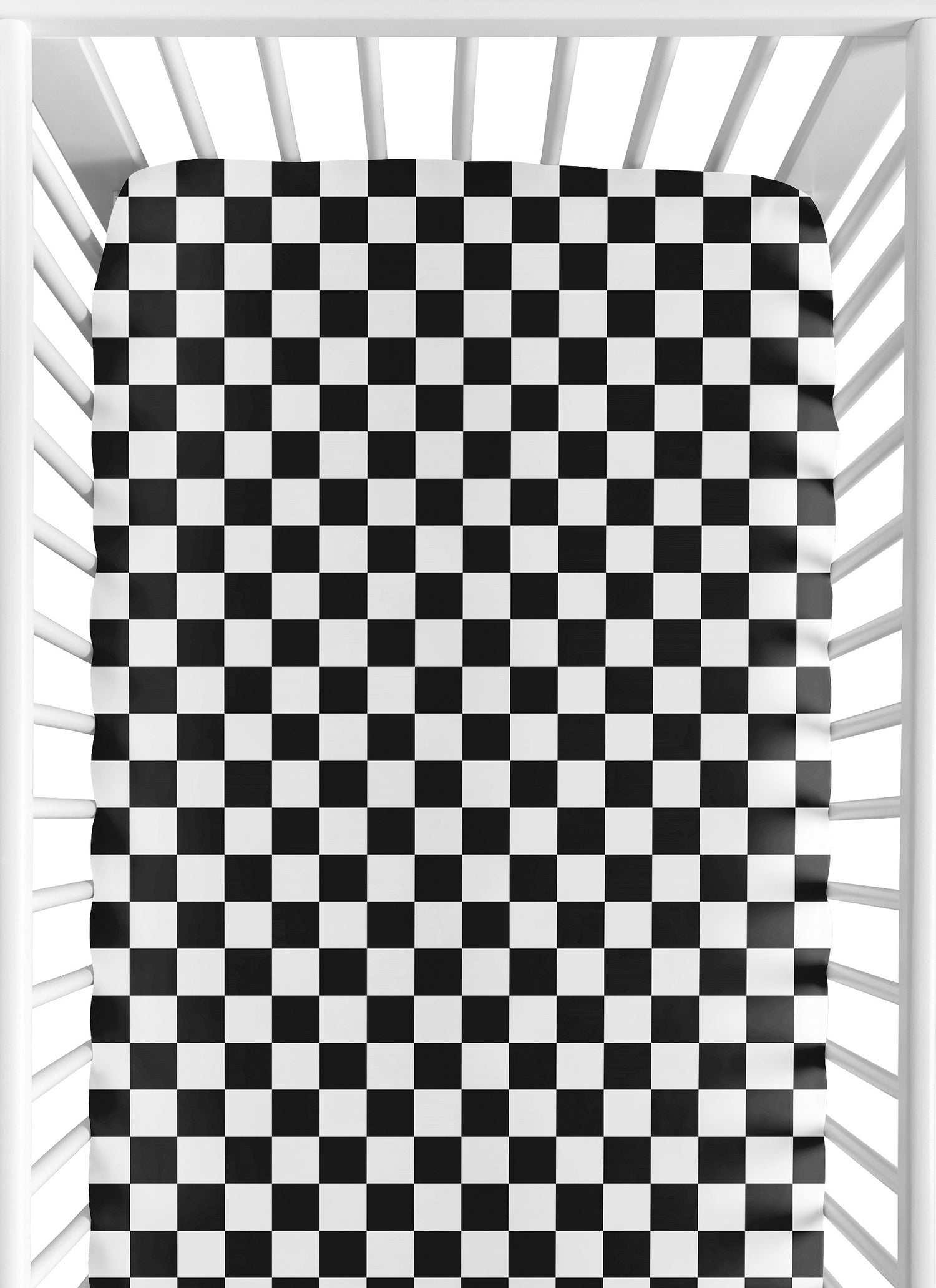 Gingham Checkered Plaid Collection Black and White Crib Sheet
