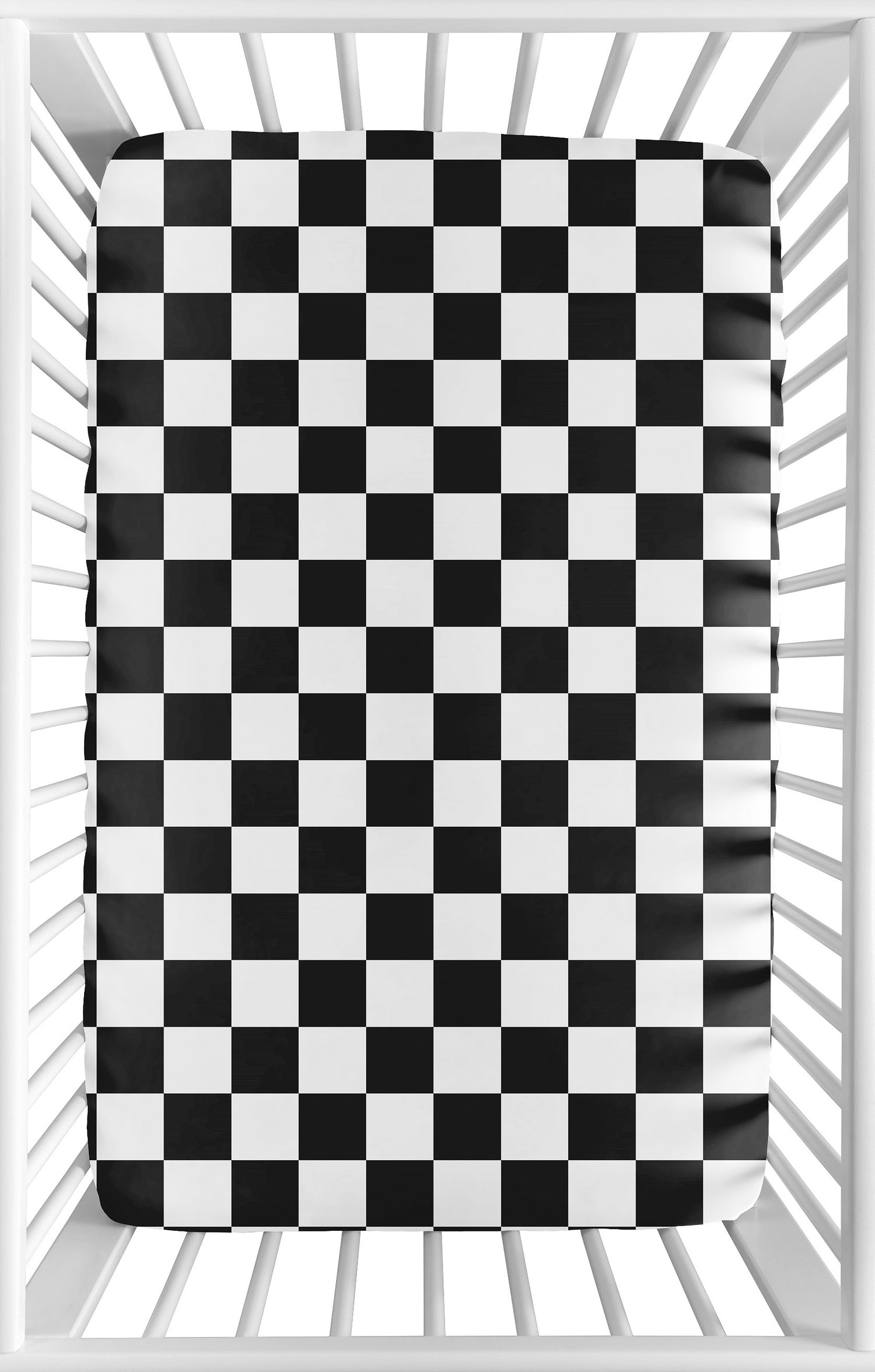 Gingham Checkered Plaid Collection Mini Crib Sheet - Black and White