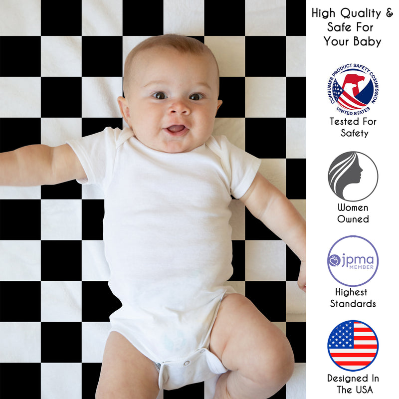 Gingham Checkered Plaid Collection Playmat - Black and White