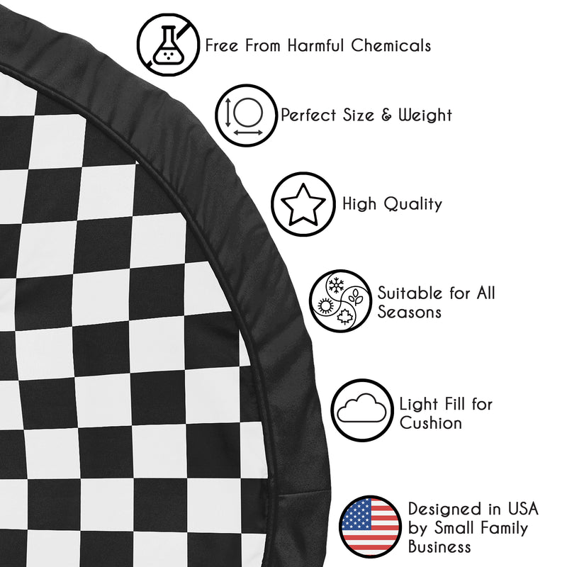 Gingham Checkered Plaid Collection Playmat - Black and White