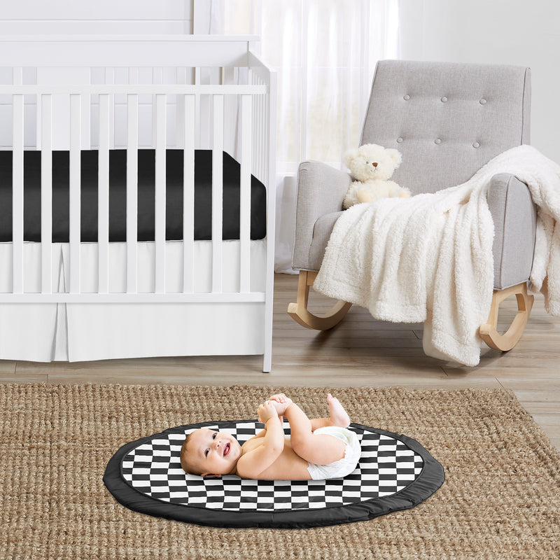 Gingham Checkered Plaid Collection Playmat - Black and White