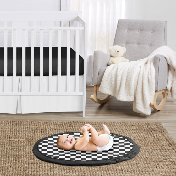 Gingham Checkered Plaid Collection Playmat - Black and White alternate view
