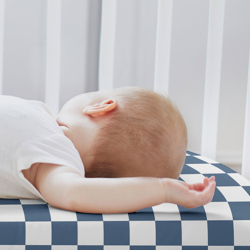 Gingham Checkered Plaid Collection 2 Pack Baby Bassinet Fitted Sheets - Blue and White