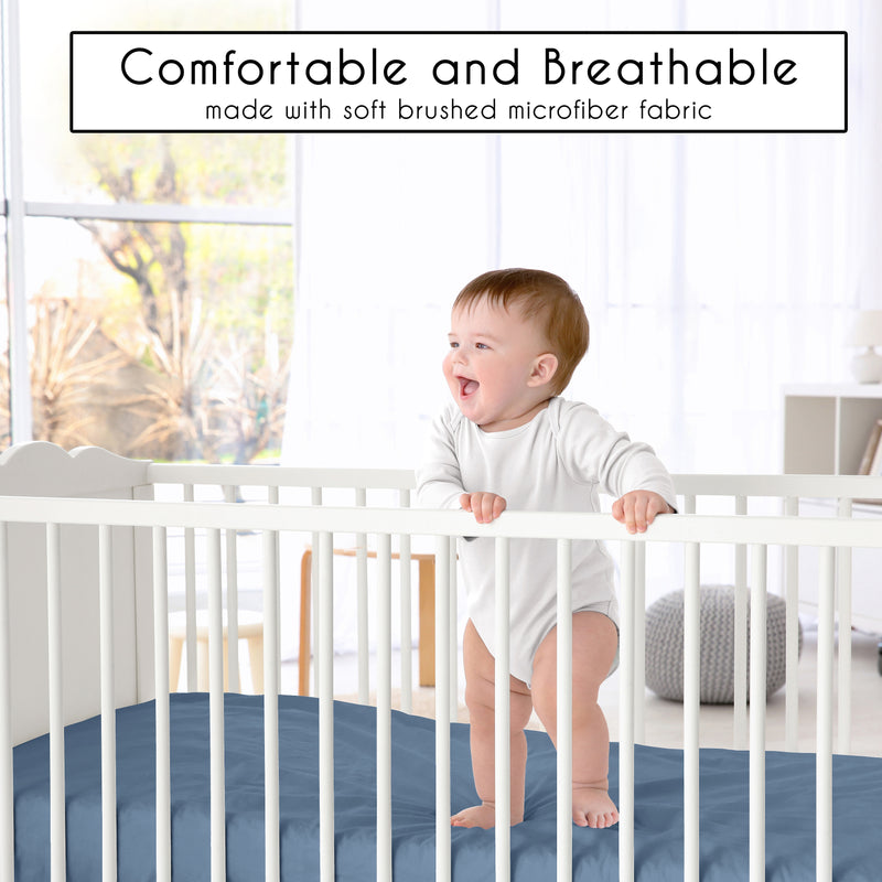 Gingham Checkered Plaid Collection 2 Pack Crib Sheets - Blue and White