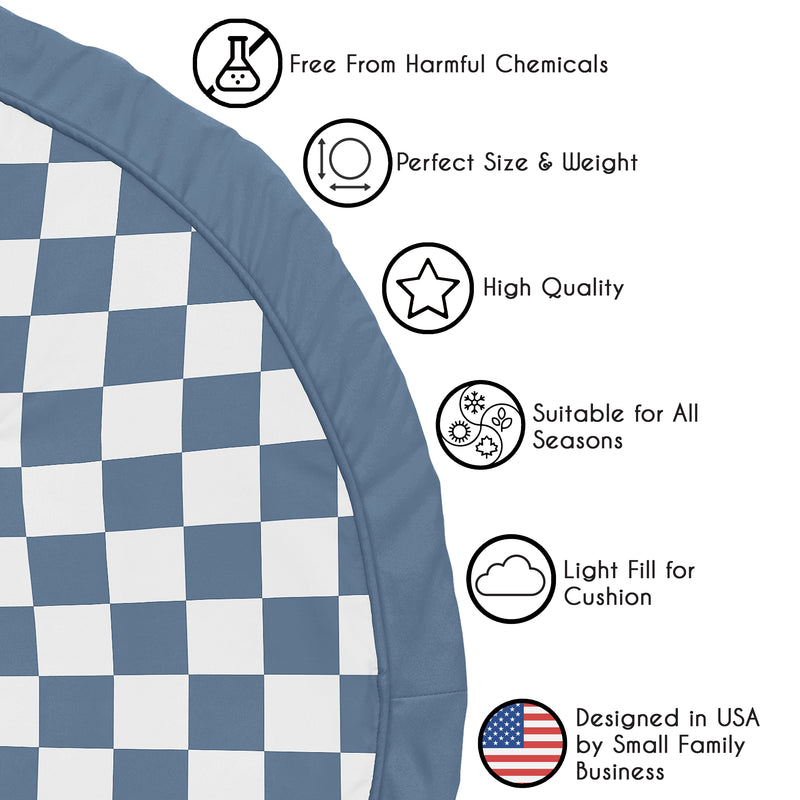 Gingham Checkered Plaid Collection Playmat  - Blue and White