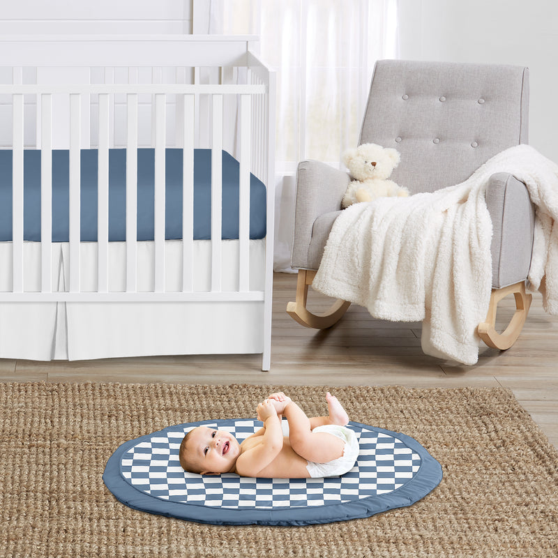 Gingham Checkered Plaid Collection Playmat  - Blue and White