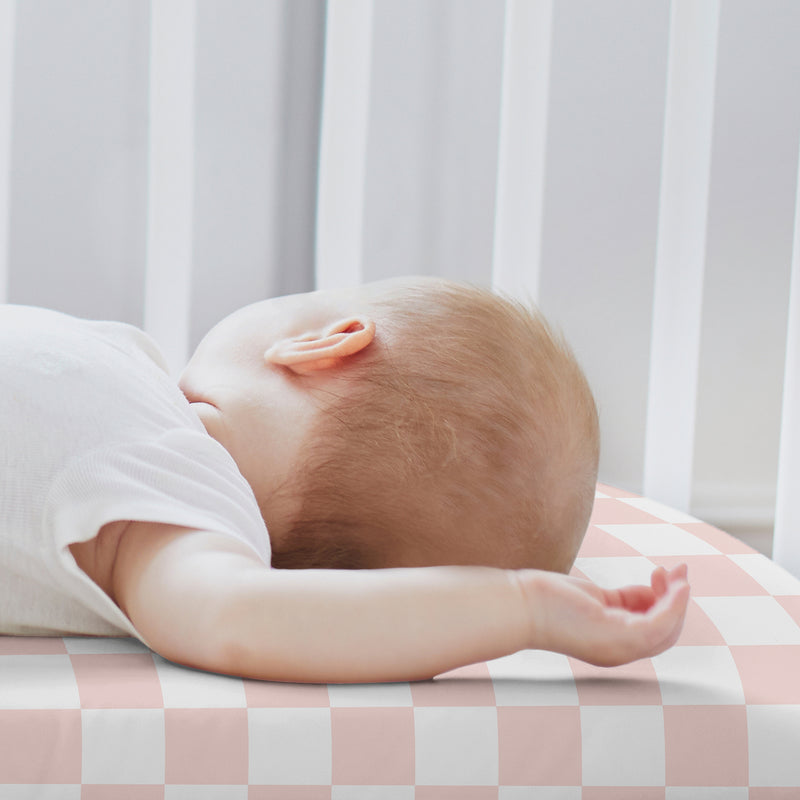Gingham Checkered Plaid Collection 2 Pack Baby Bassinet Fitted Sheets - Pink and White