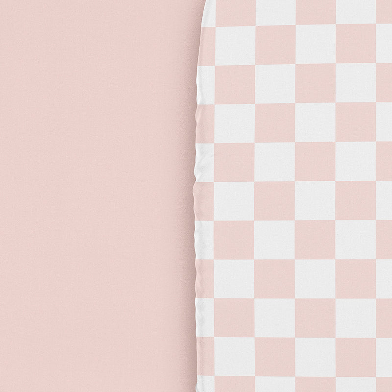 Gingham Checkered Plaid Collection 2 Pack Baby Bassinet Fitted Sheets - Pink and White
