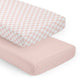 Gingham Checkered Plaid Collection 2 Pack Crib Sheets - Pink and White