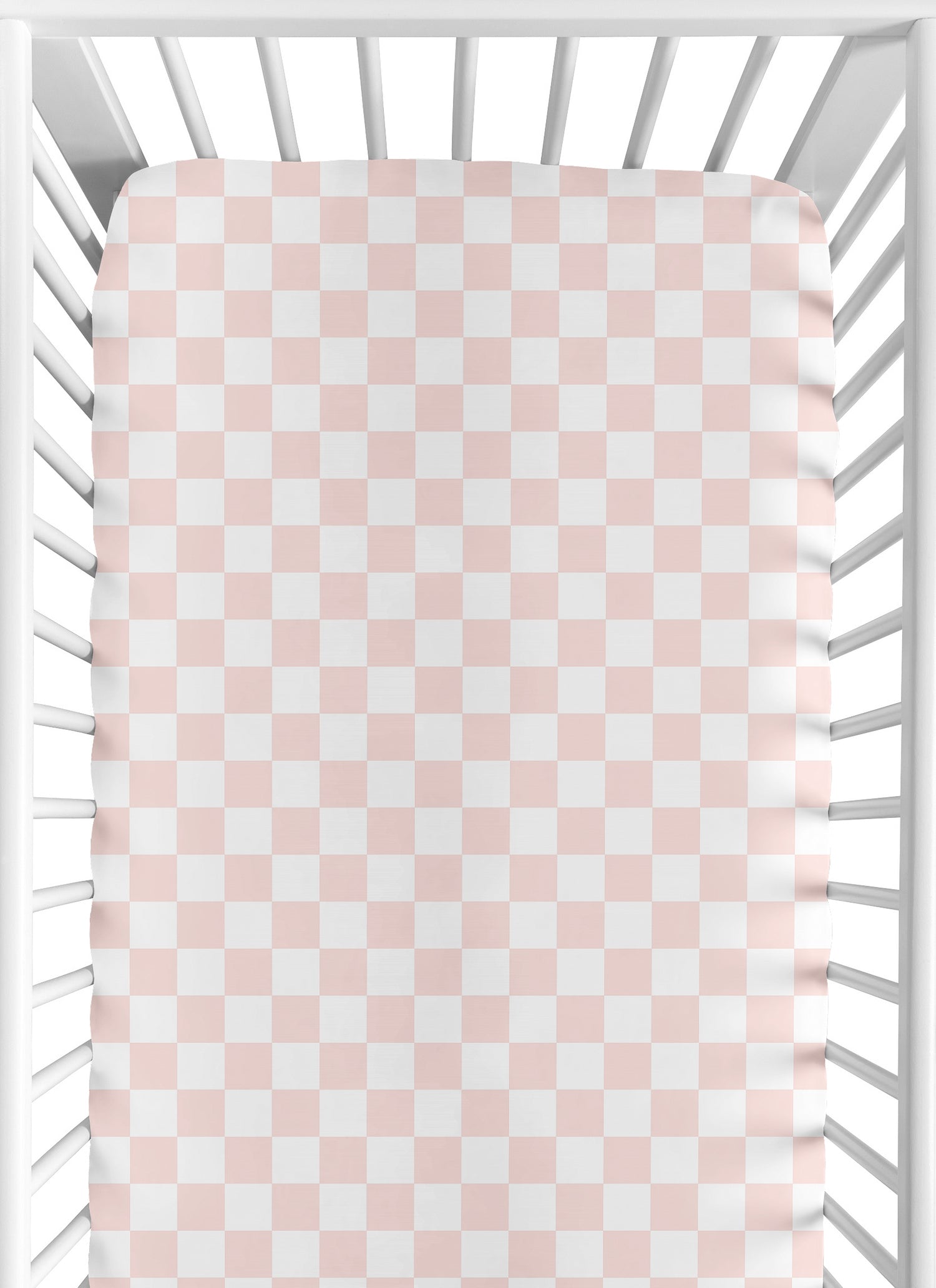 Gingham Checkered Plaid Collection Pink and White Crib Sheet