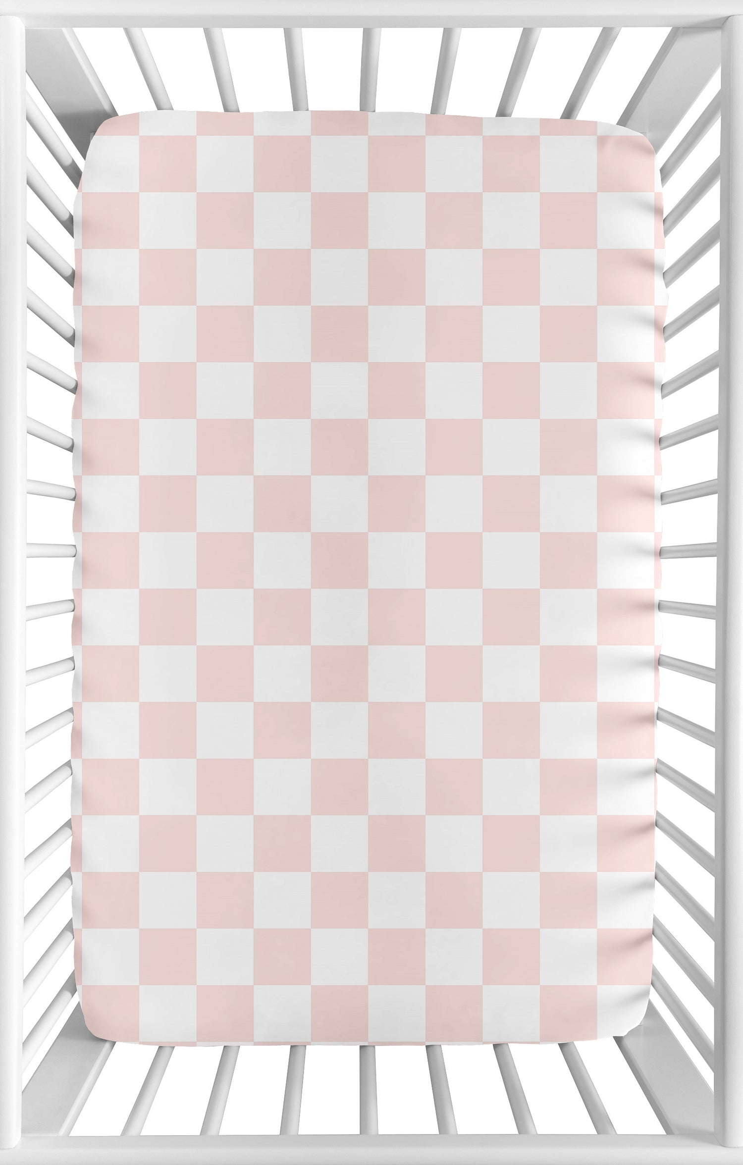 Gingham Checkered Plaid Collection Mini Crib Sheet - Pink and White