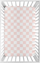Gingham Checkered Plaid Collection Mini Crib Sheet - Pink and White