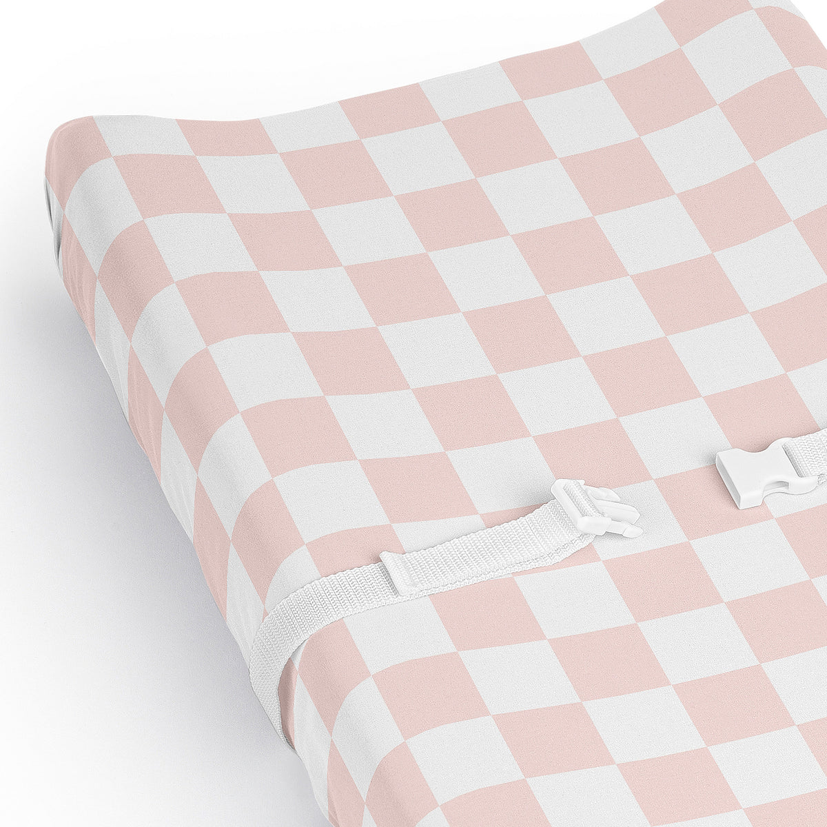 Gingham Checkered Plaid Collection Changing Pad Cover Sheet - Pink and White