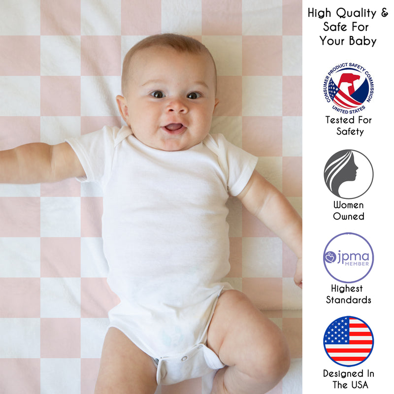 Gingham Checkered Plaid Collection Playmat - Pink and White