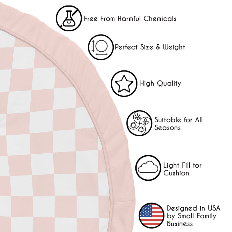 Gingham Checkered Plaid Collection Playmat - Pink and White