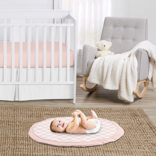 Gingham Checkered Plaid Collection Playmat - Pink and White alternate view