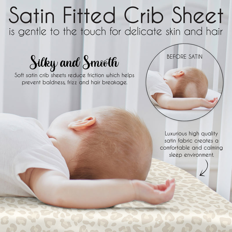 Cheetah Ivory and Gold Collection Satin Fitted Crib Sheet