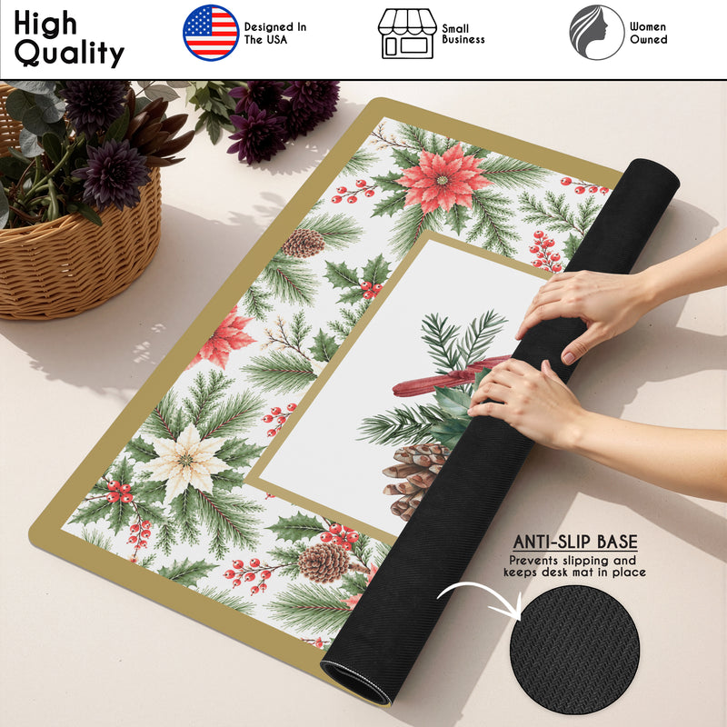 Holiday Red Christmas Collection - Cardinal Print Mahjong Mat for Table - Shipped Rolled