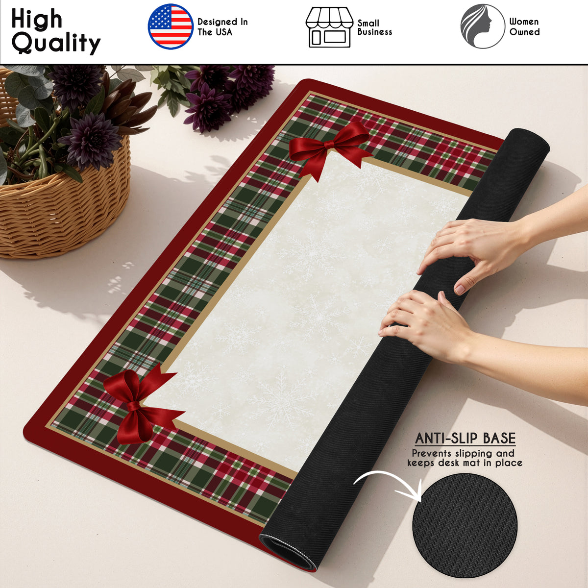 Holiday Red Christmas Collection Mahjong Mat for Table - Shipped Rolled