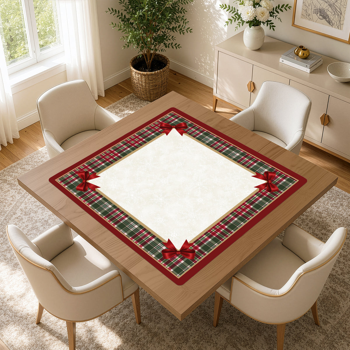Holiday Red Christmas Collection Mahjong Mat for Table - Shipped Rolled